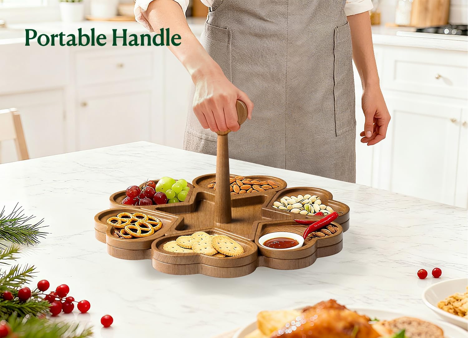 Charcuterie Board and Serving Set, Heart Shaped Christmas Funny Charcuterie Board with Handle, House Warming Gifts New Home, Wedding Gift for Couple, Bridal Shower Gift, White Elephant Gifts - Image 5