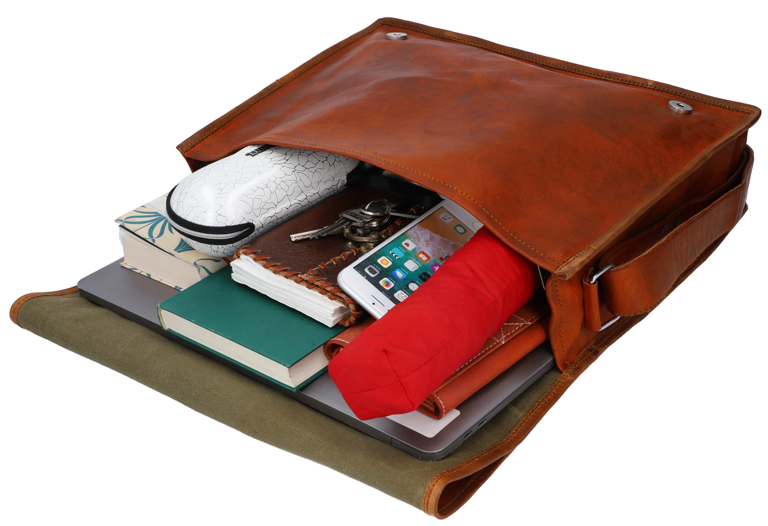 Gusti Leder „Max“ Leder Umhängetasche – Hochwertige Vintage Messenger Bag für 15" Laptop, Unisex, Naturbraun