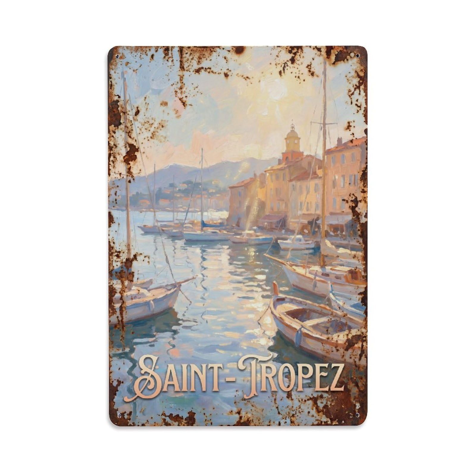 Fyrn Style Metal Tin Sign Vintage Travel Saint-Tropez France Roam