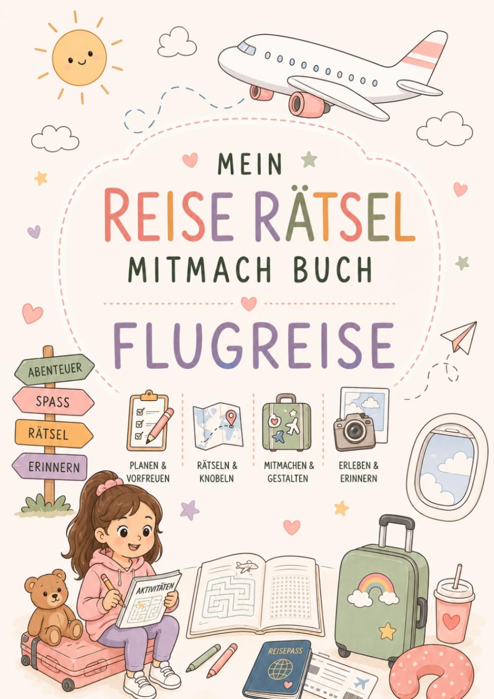 Mein Reise Rätsel Mitmachbuch FLUGREISE: Reise Rätselbuch für Kinder ab 4 Jahren – Flugreise Mitmachbuch mit Rätseln, Spielen & Beschäftigung für ... für Flugzeug, Urlaub & Reisen | 4–7 Jahre
