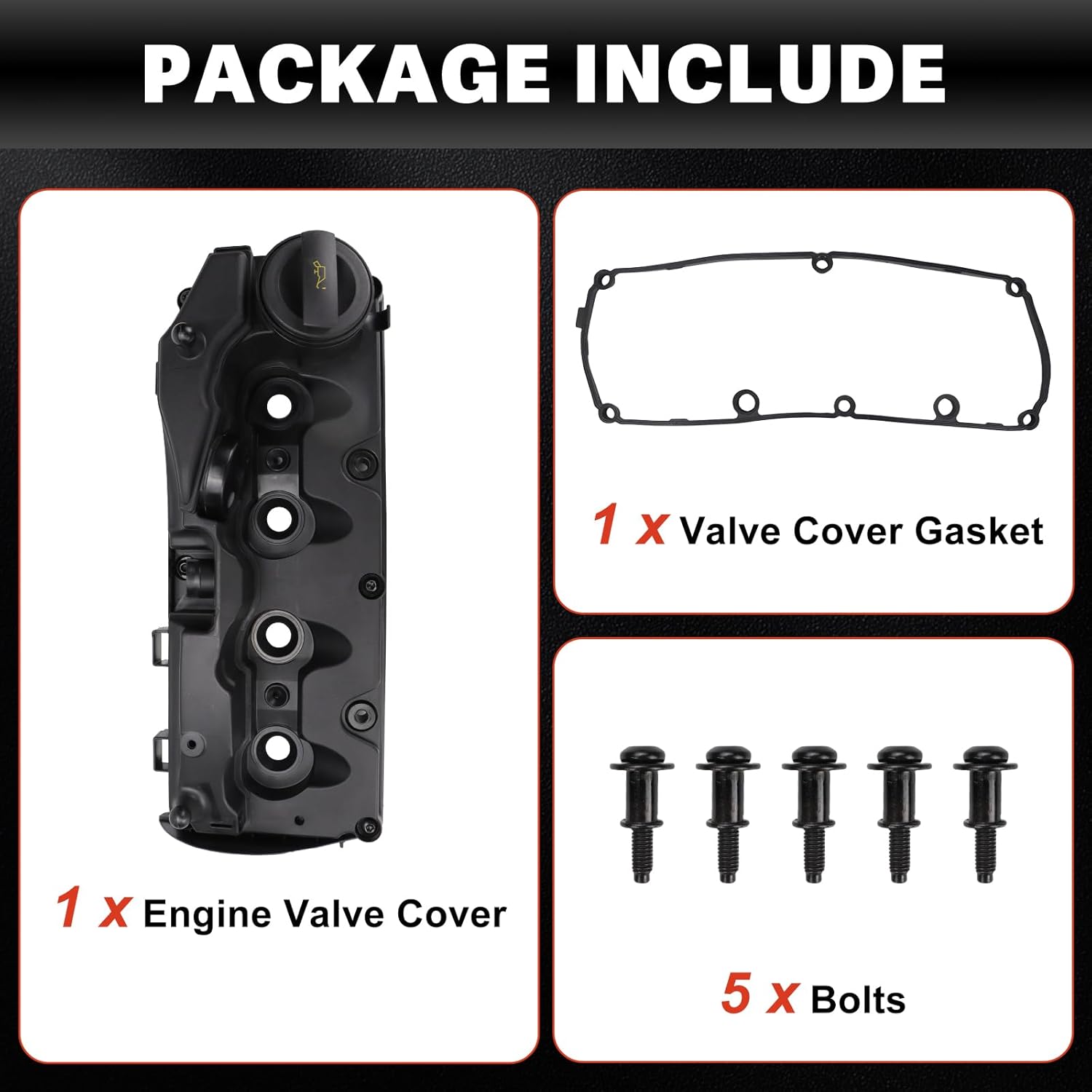 03L103469R Engine Valve Cover Compatible with Volkswagen VW Passat 2012-2014 L4 2.0L Fit Diesel Engine with Oil Filler Cap, Bolt and Gasket