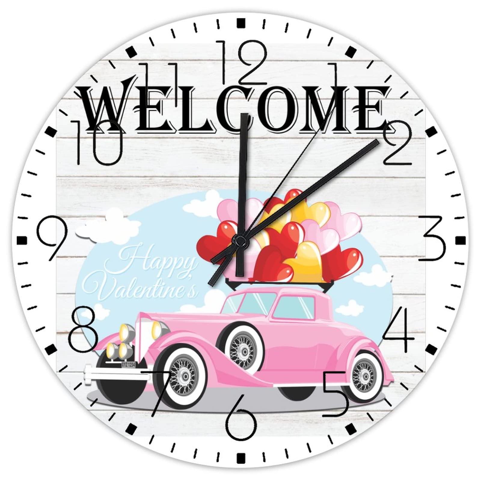 Horloge murale en bois rose lisible a distance pour gestion du temps en classe
