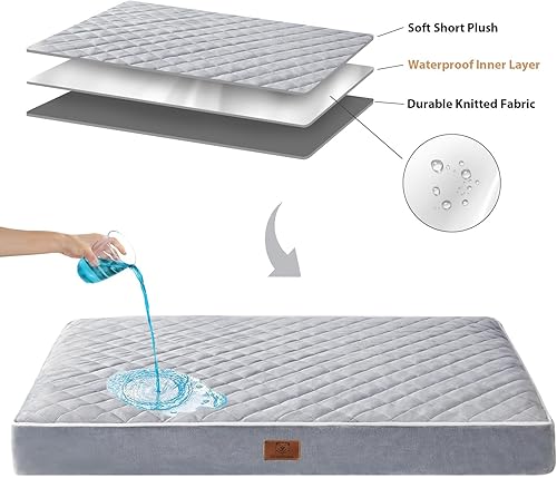 Miniatura 6 de WNPETHOME - Cama ortopédica para jaula de perros, impermeable, con funda extraíble y lavable, base antideslizante, colchoneta acolchada con