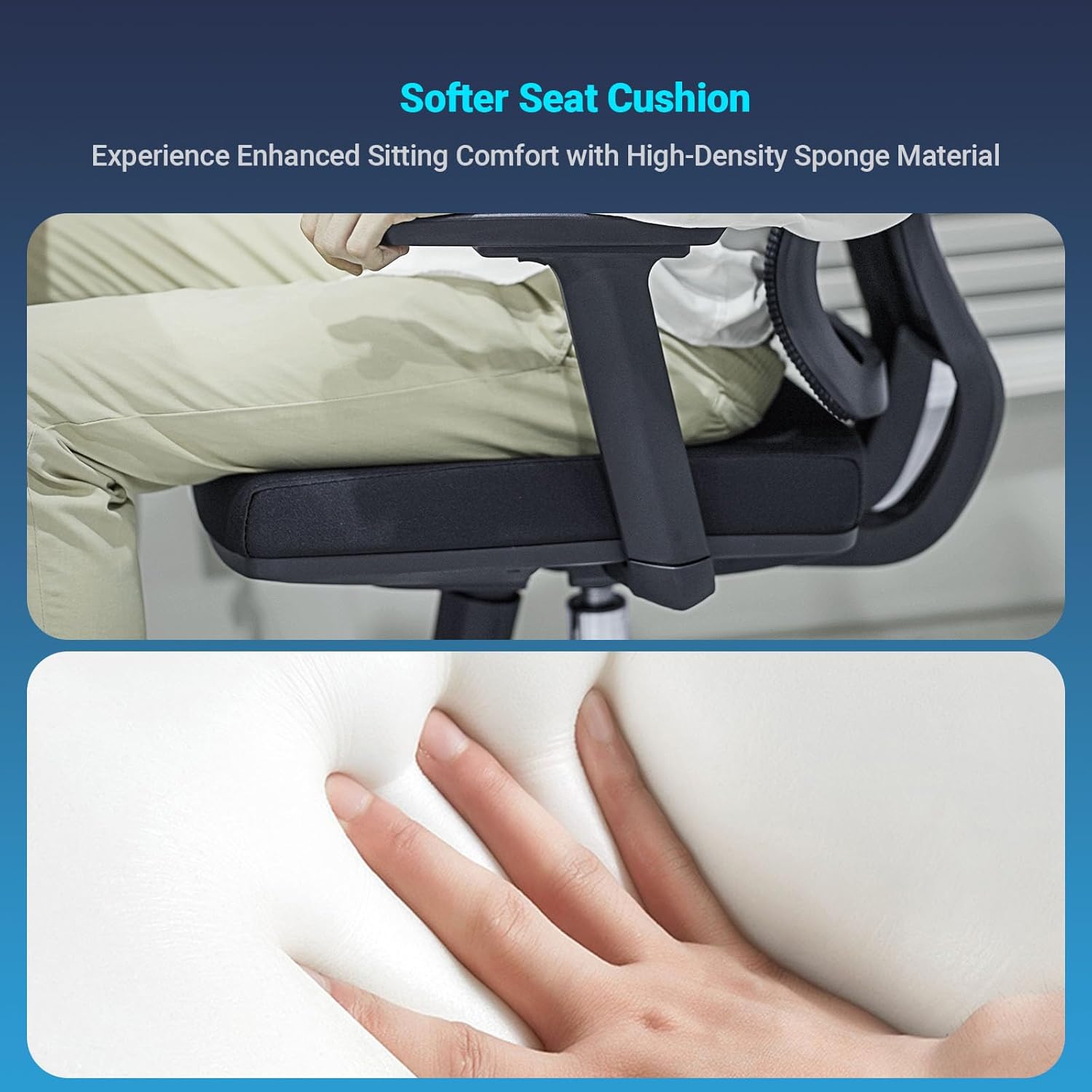 Infographic illustrating the evolution of lumbar support, from unsupported to 5.0 auto-chasing lumbar support, highlighting the MELOKEA chair's advanced adaptive system.