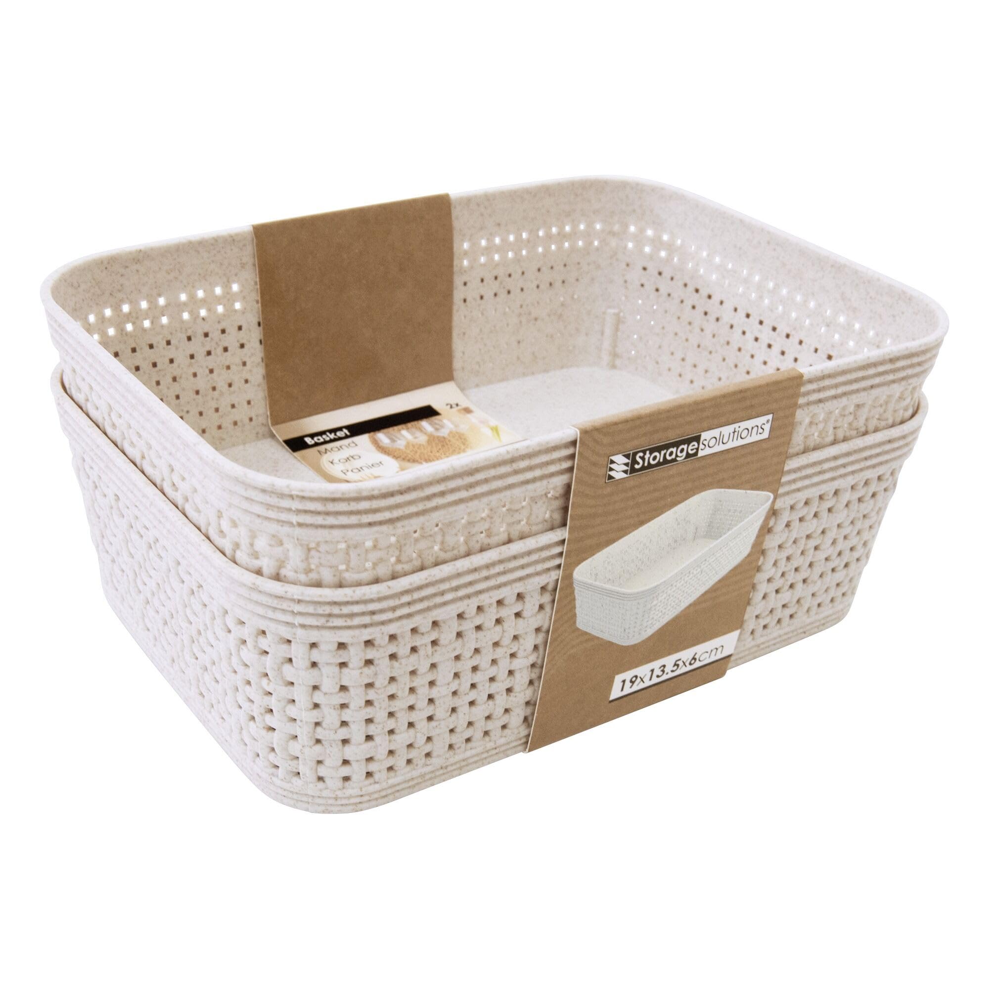 Libbi Lou Storage Baskets Woven Design Stackable Plastic Organisers - Set of 6 (19 x 14cm)