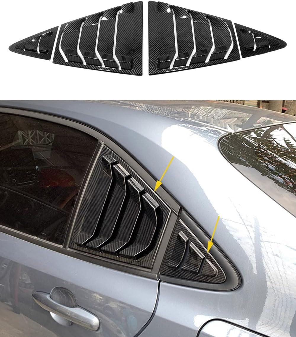 ANUNFRRE Car Accessories Fit for Toyota Corolla 2020 2021 2022 2023 ABS (Carbon Fiber) Exterior Rear Side Window Louvers Air Vent Sun Shade Shutter Panel Cover Auto Decoration Trim 4PCS