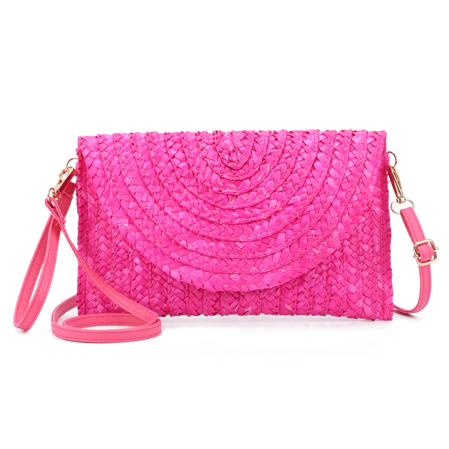 LUI SUI Straw Clutch Purse Bags for Women Summer Beach Purse Woven Straw Shoulder Bags Beach Clutch Bags