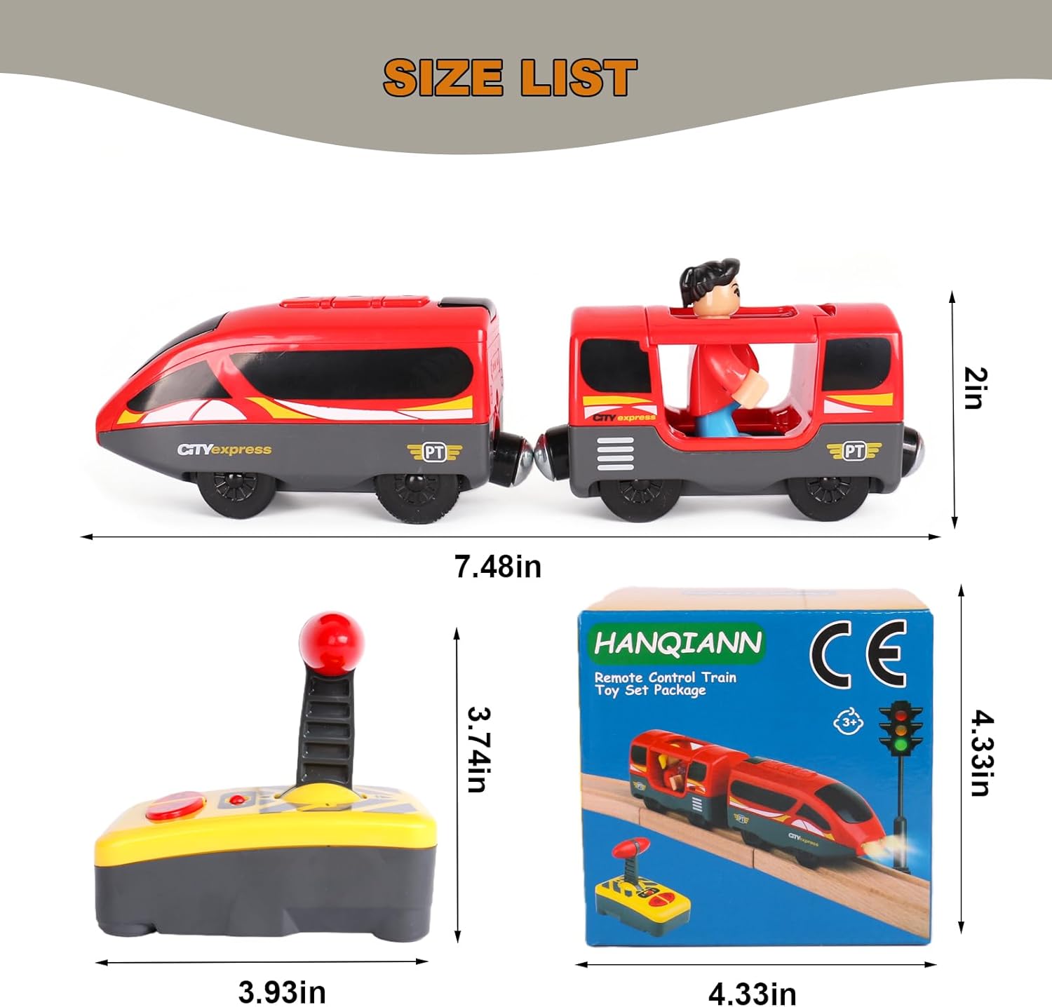 Battery Operated Train for Wooden Track,Powerful Engine Locomotive Remote Control Train Toy with Light and Sounds Gift for Boy Kids Toddlers, Compatible with Thomas, Brio, Chuggington