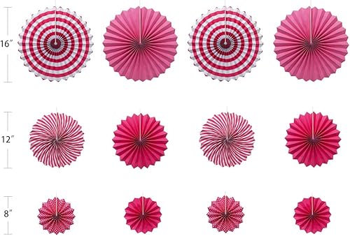 Miniatura 18 de ONUPGO Paper Fans - Juego de abanicos de papel para colgar en fiestas, color negro, 12 unidades, decoración de fiesta mexicana, pancarta colgante