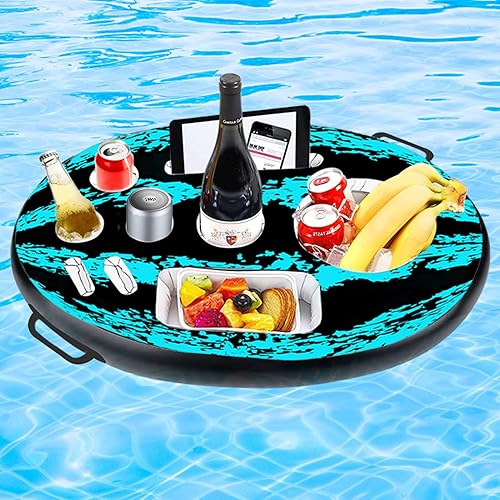Miniatura 2 de FUDOSAN Flotadores para bebidas de piscina, soporte flotante inflable para bebidas con 9 agujeros, flotadores de bebidas para bañera de hidromasaje,