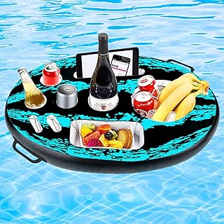 FUDOSAN Pool Drink Holder Floats Inflatable Floating Drink Holder Hot Tub Drink Floaties, Pool Accessories Floating Tray for Pool Parties, Beach & Spa(Blue)