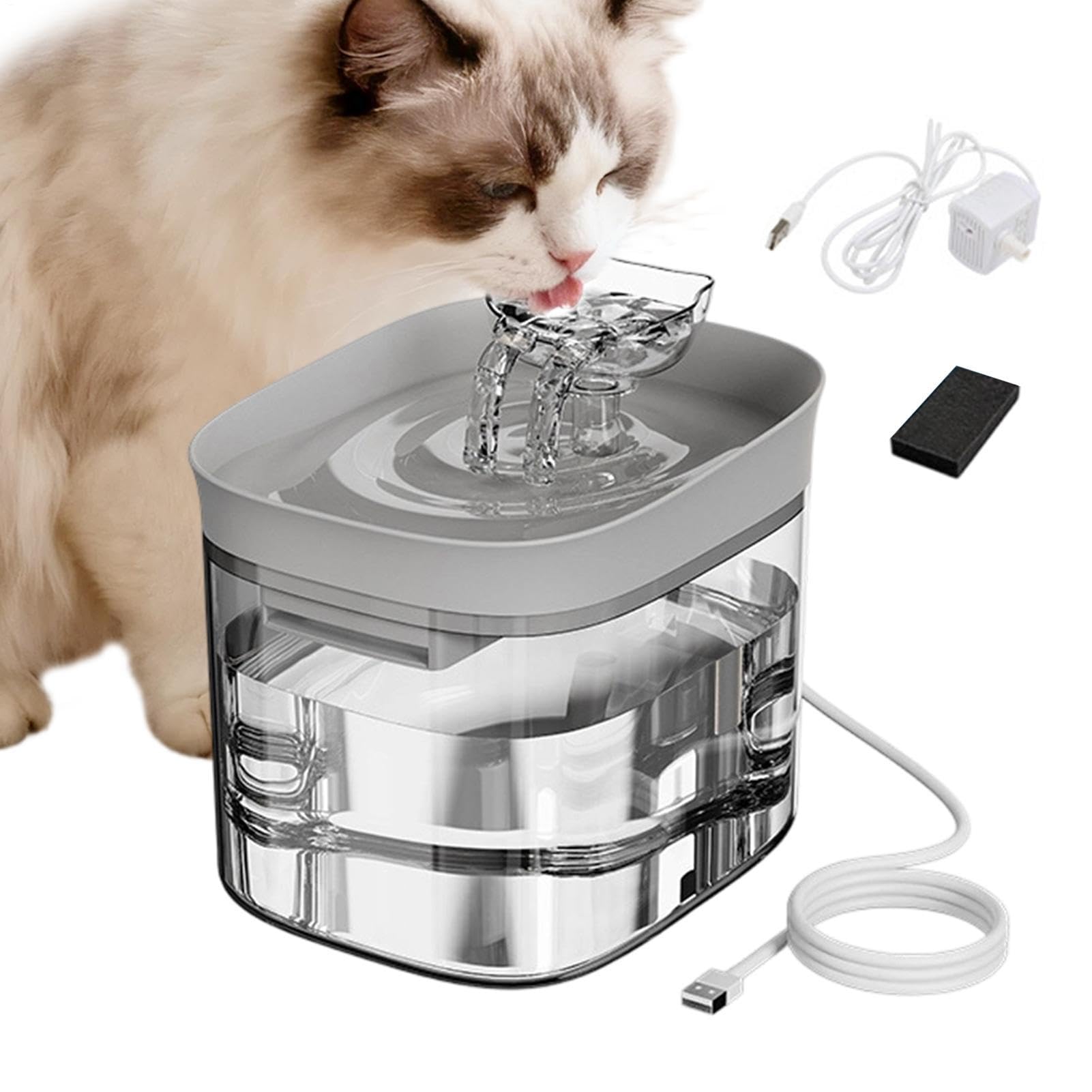 Fuente de agua para gatos transparente ideal para dueños trabajadores
