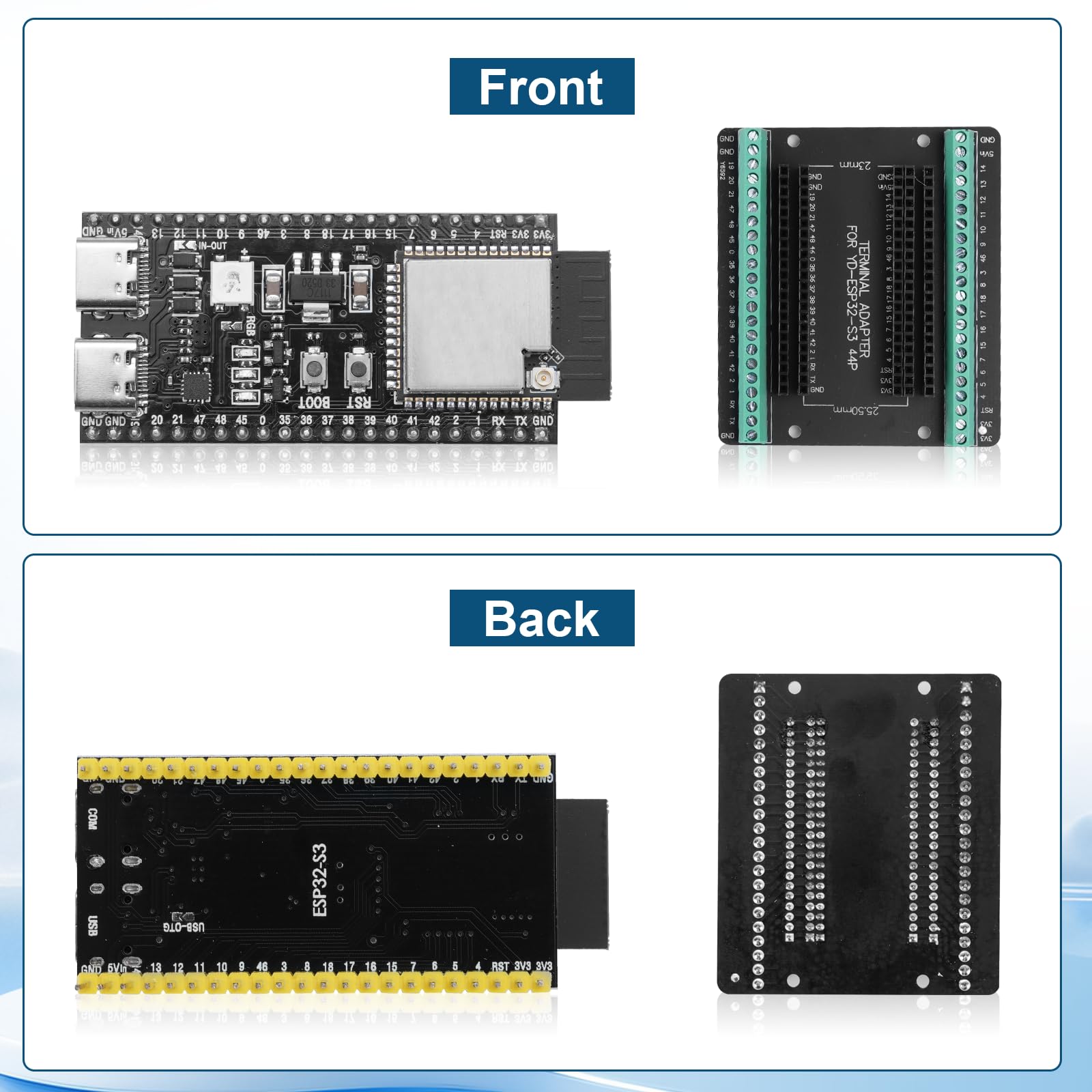 Scheda di sviluppo ESP32-S3 DevC-1-N16R8-S3 con scheda di espansione AYWHP Wi-Fi + BLE MCU ESP32-S3 Modulo completamente integrato Compatibile con Arduino (2 pezzi)