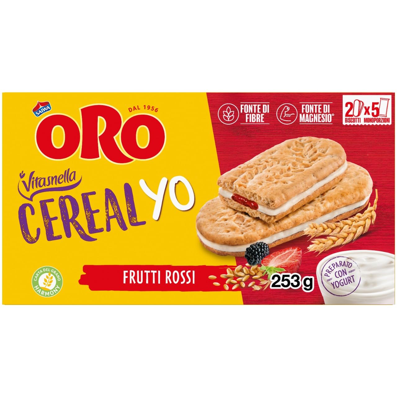 Vitasnella Biscotti Cereal Yo Frutti Rossi, 253g