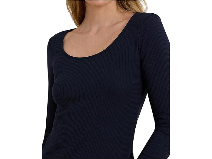 Rib-Knit Long-Sleeve Scoop Neck Tee - Image 4