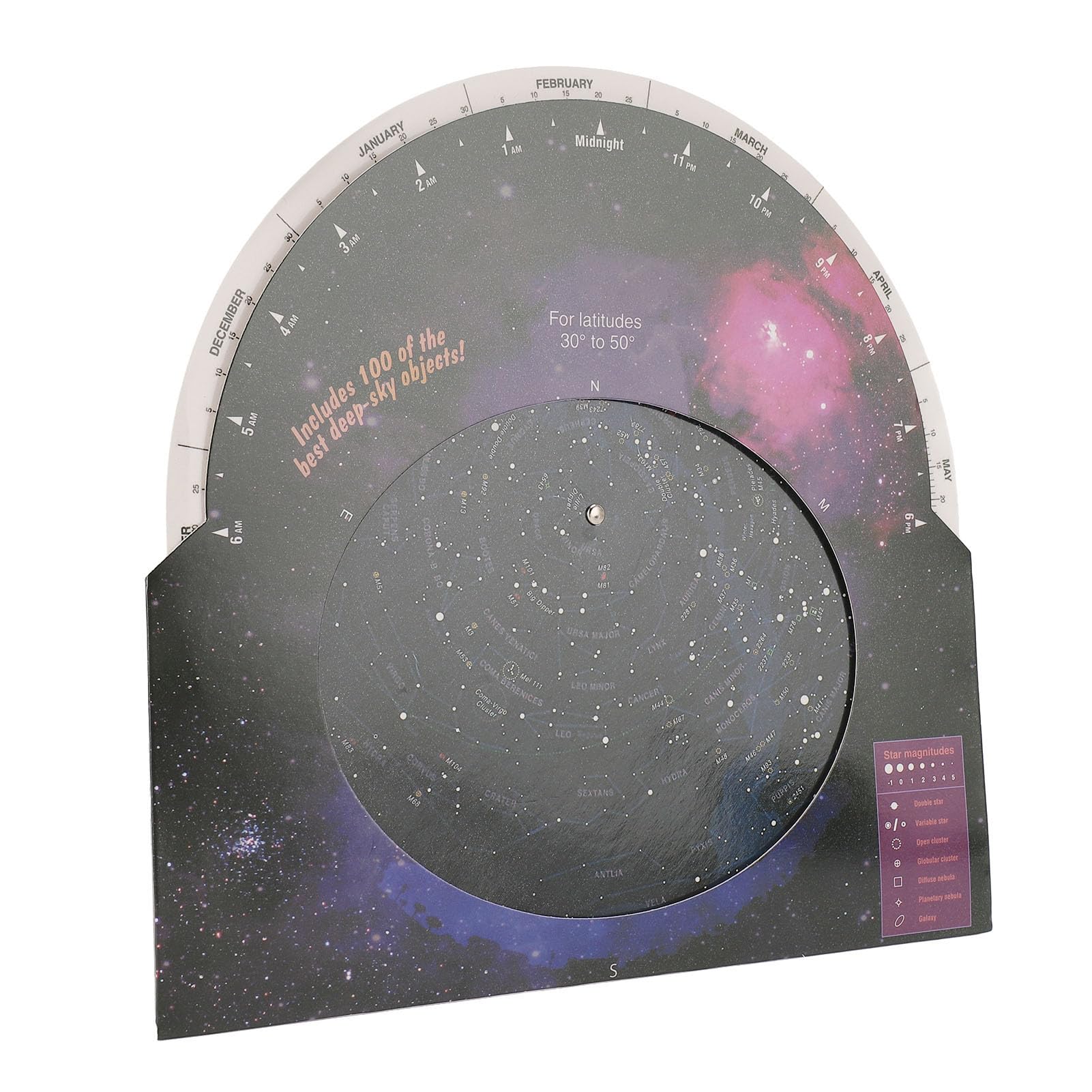 Planisferio Star Target, Guía de Mapas Estelares de Astronomía con 100 Cúmulos de Estrellas, Nebulosas y Galaxias, para Observar Constelaciones, Estrellas Brillantes y Objetos