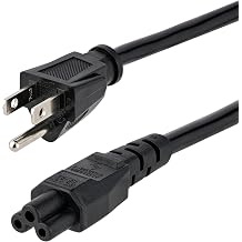 6ft 1.8m Laptop Power Cord NEMA 5-15P to C5 Mickey Mouse 10A 125V 18AWG Laptop Replacement Charger Cord Brick Cord - UL Listed PXT101NB3S