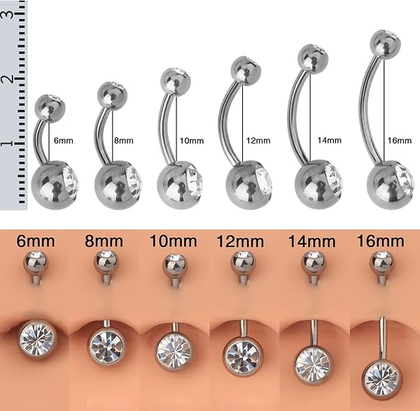 AceFun Piercing ombligo Titanio oro plata 6mm 8mm 10mm 12mm 14mm Piercings de banana acero quirurgico mujeres 1 pieza 14G Piercing ombligo G23 Barbell Bijoux Anillos - 4