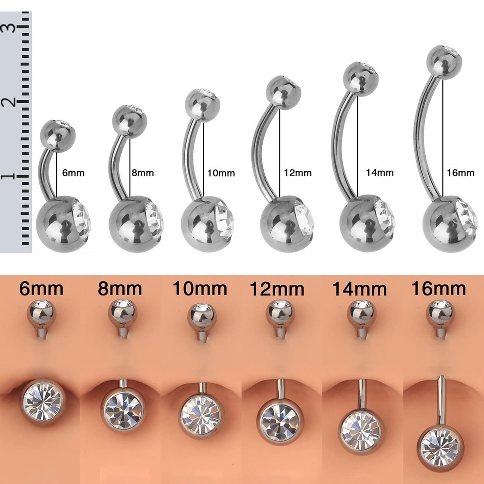 AceFun Piercing ombligo Titanio oro plata 6mm 8mm 10mm 12mm 14mm Piercings de banana acero quirurgico mujeres 1 pieza 14G Piercing ombligo G23 Barbell Bijoux Anillos — view 4