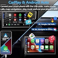 Vista 2 de Estéreo de auto de doble DIN compatible con Apple CarPlay y Android Auto - Receptores de audio de coche HD de 7 pulgadas con Bluetooth, Mirror Link