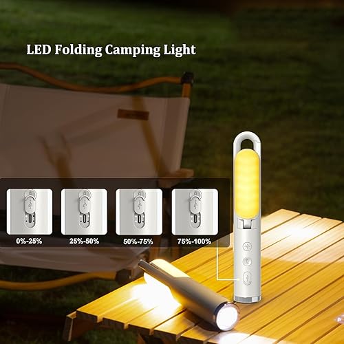 Miniatura 3 de Luz LED para campamento, luz recargable plegable con batería integrada de 2400 mAh, 5 modos, luz de emergencia multifuncional con linterna y función