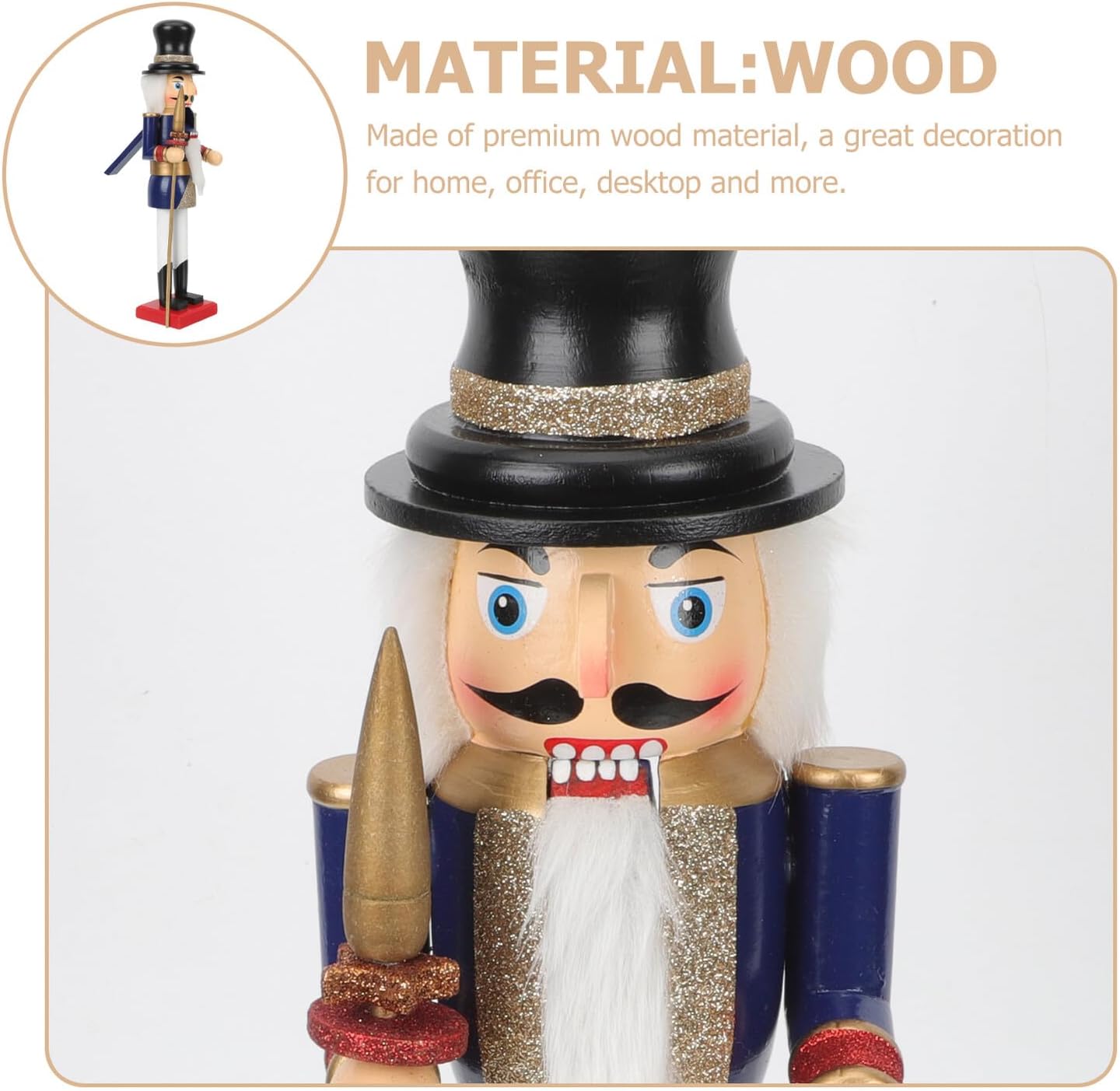 Wooden Nutcracker Figurine 42cm Holiday Decor Christmas Desktop Nutcrackers Craft Wedding