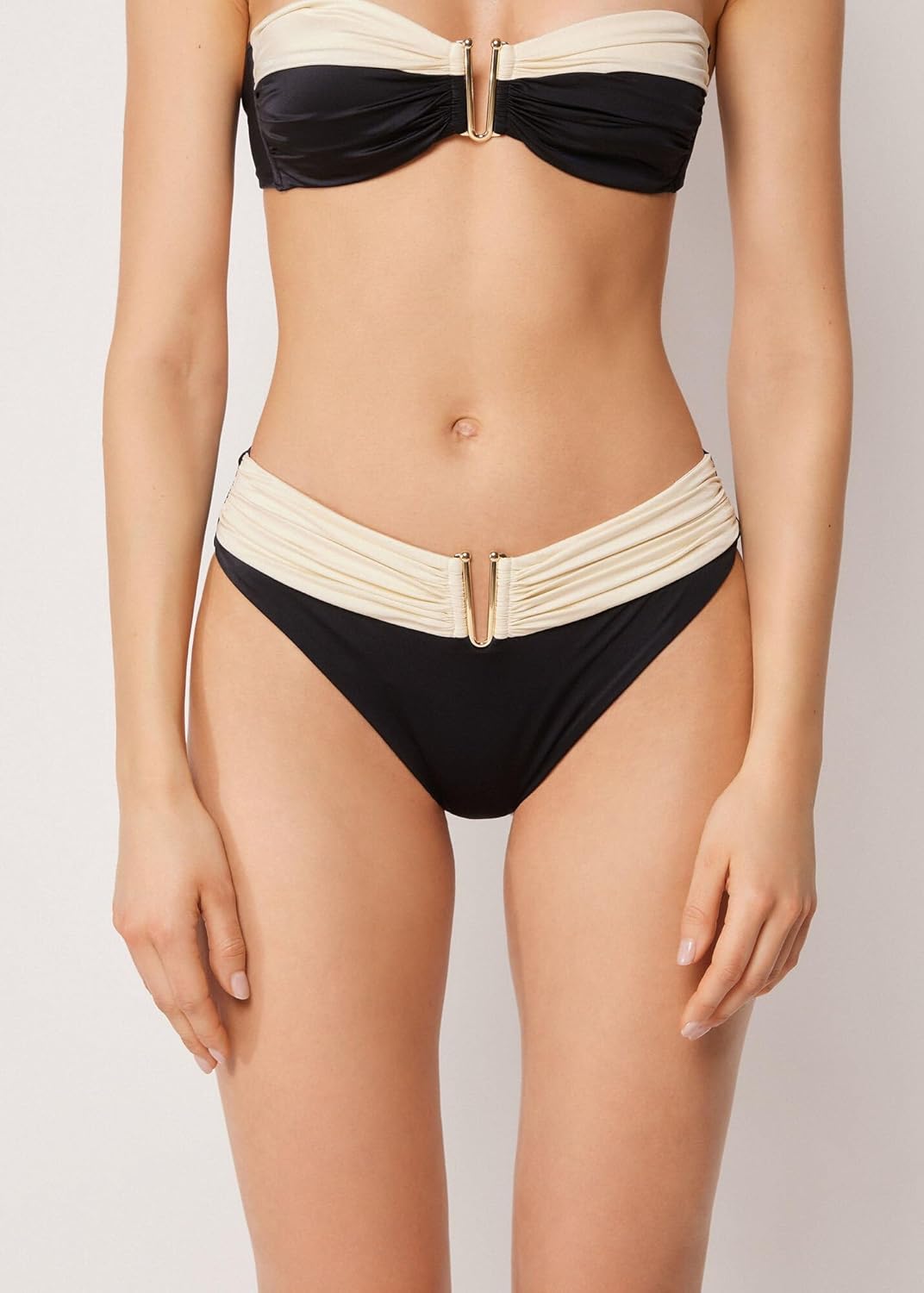 CALZEDONIA Woman's High-Rise Swimsuit Bottom Elegant Bicolor