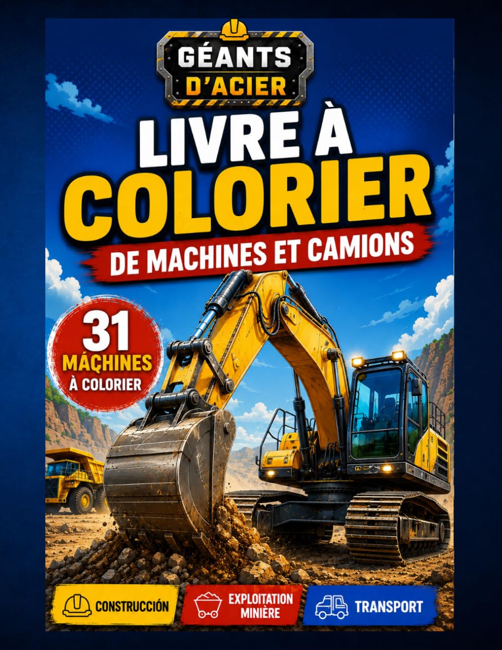 Géants d’Acier: Livre de coloriage de machines et camions – 31 machines incroyables à colorier