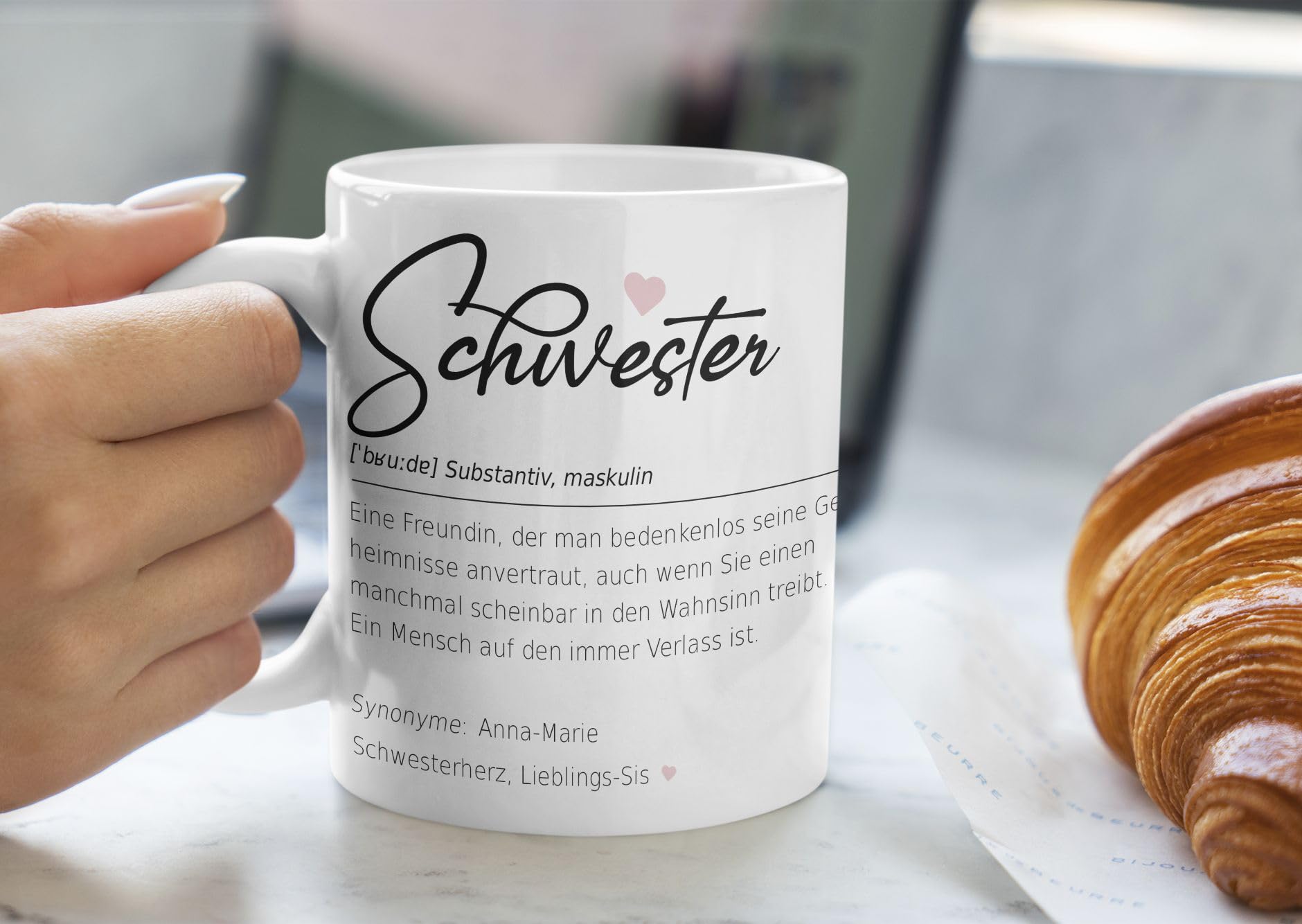 timalo® Coole Tasse mit Namen | Definition Schwester | Personalisierte Kaffeetasse Geschenktasse zum Geburtstag für Frauen