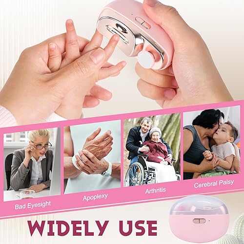 Miniatura 6 de Cortaúñas automático eléctrico 3 en 1, cortador de uñas portátil con luz, 2 velocidades, archivador de uñas, almacenamiento de clip de uñas,