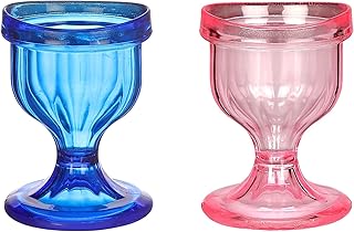 Juego de 2 tazas de lavado de ojos de color azul y rosa para una limpieza eficaz de los ojos, borde en forma de ojo, ajuste cómodo