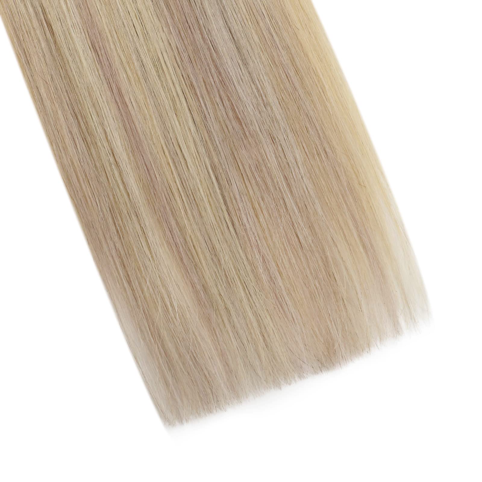 Ugeat Przedłużanie Włosów Nano Link, Włosy Ludzkie, Pasemka Popielaty Blond, 60 cm 50 sztuk 50g, Przedłużanie Włosów Nano Koralik Popielaty Blond, Remy Naturalne Proste