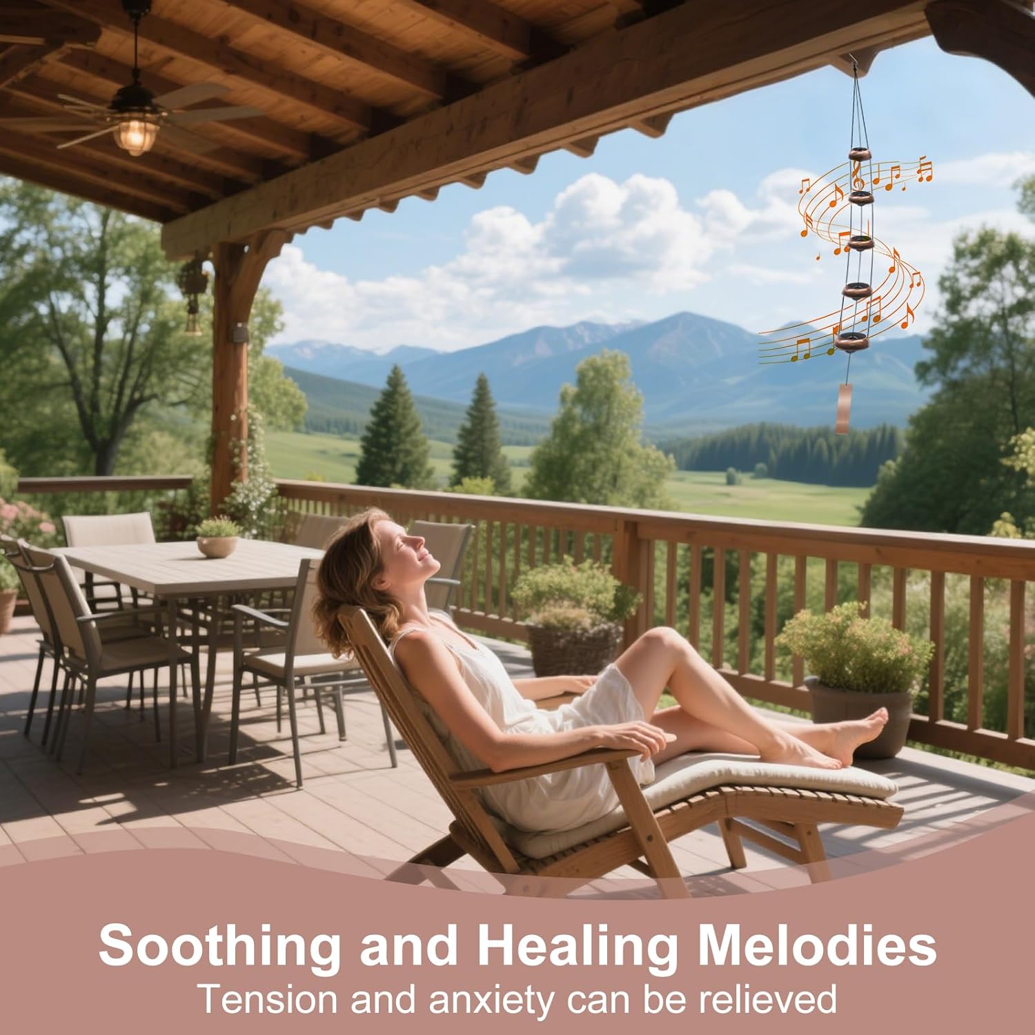 SumDirect Wind Chimes for Outside, Temple Windchimes with 5 Red Copper Bells, Feng Shui Decor for Patio Lawn Garden Home & Outdoor Art (Temples)