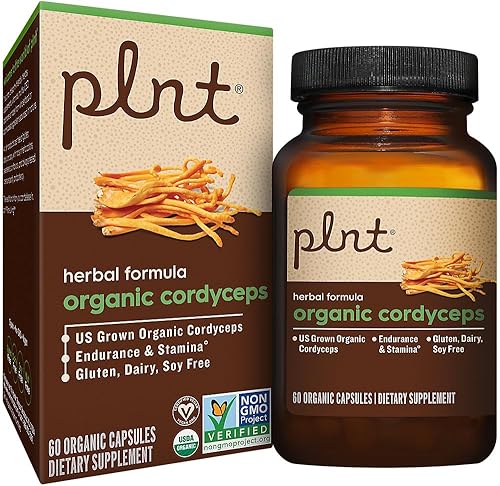 Miniatura 1 de plnt Cordyceps orgánico - Fórmula de hierbas de hongos para apoyar la resistencia y la resistencia (60 cápsulas orgánicas)