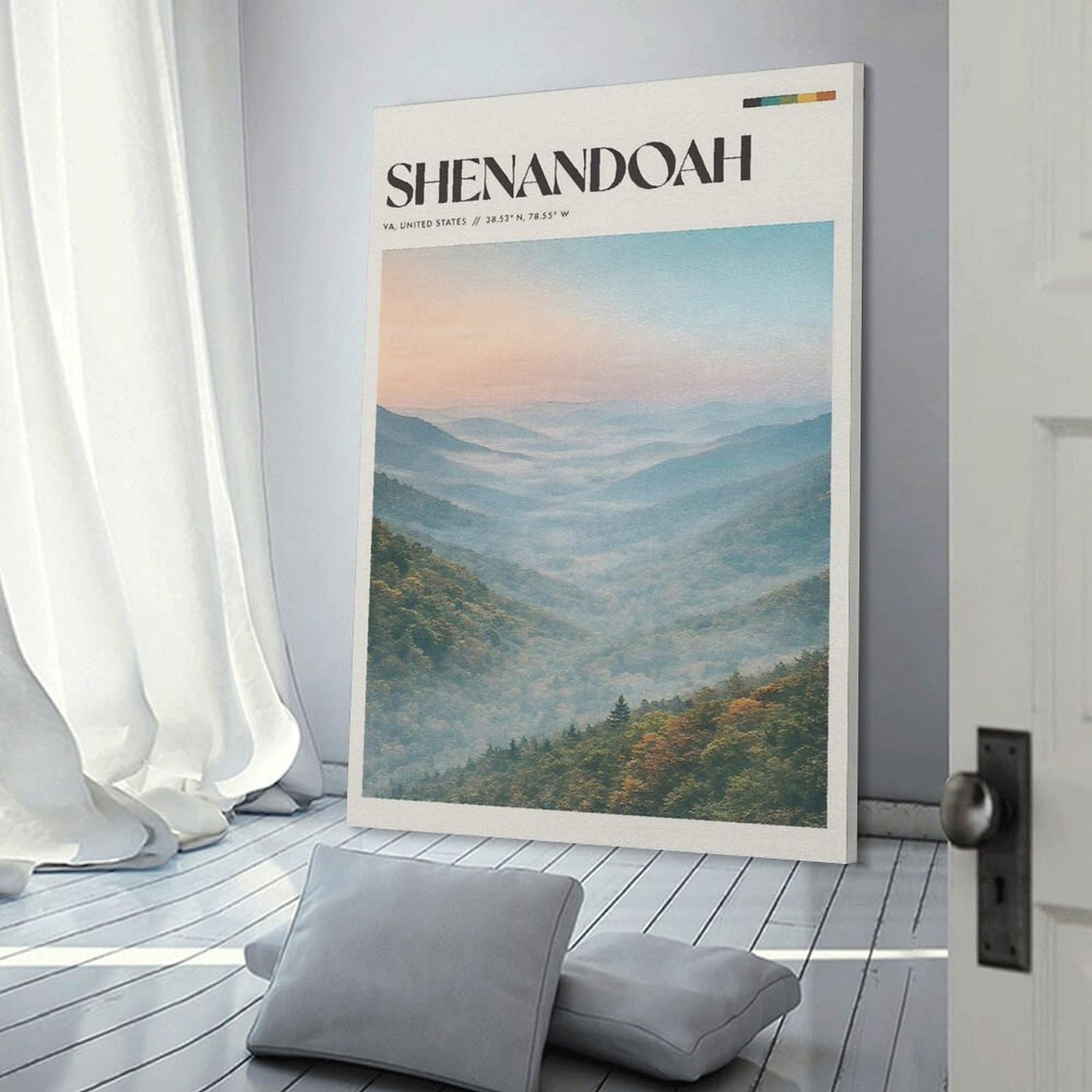Junmoney Shenandoah Valley Fog Wall Decor Canvas Print, 24x36inch(60x90cm), for Bedroom, Lounge Or Dressing Area, Decorative Wall Art for Cosy Rooms