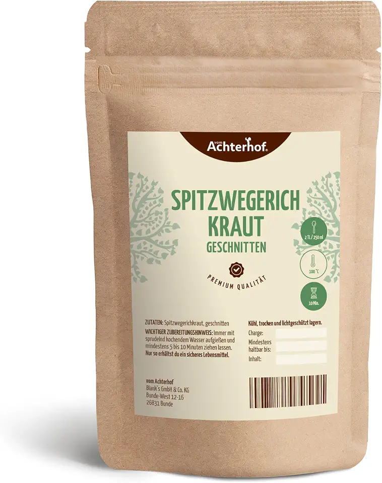 Spitzwegerich bei Erkrankungen der Atemwege und Entzündungen der Haut 5 250 g Spitzwegerichblätter geschnitten Juglandis Fol. conc. Spitzwegerich-Tee natürlich vom-Achterhof