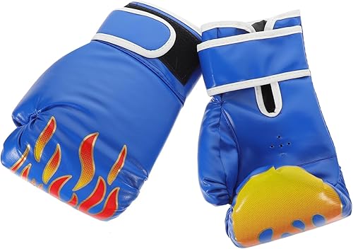 Miniatura 4 de VICASKY Guantes de boxeo para niños, guantes de entrenamiento de PU, diseño de llama para niñas, almohadillas al azar