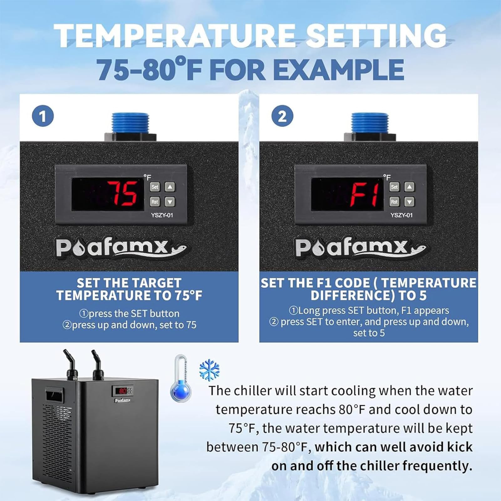 Enfriador para Acuario, diseño silencioso Especial, Enfriador de baño de Hielo para ajolotes de Agua Salada y Dulce y Medusas de Coral, fácil de Usar 160L/42gal