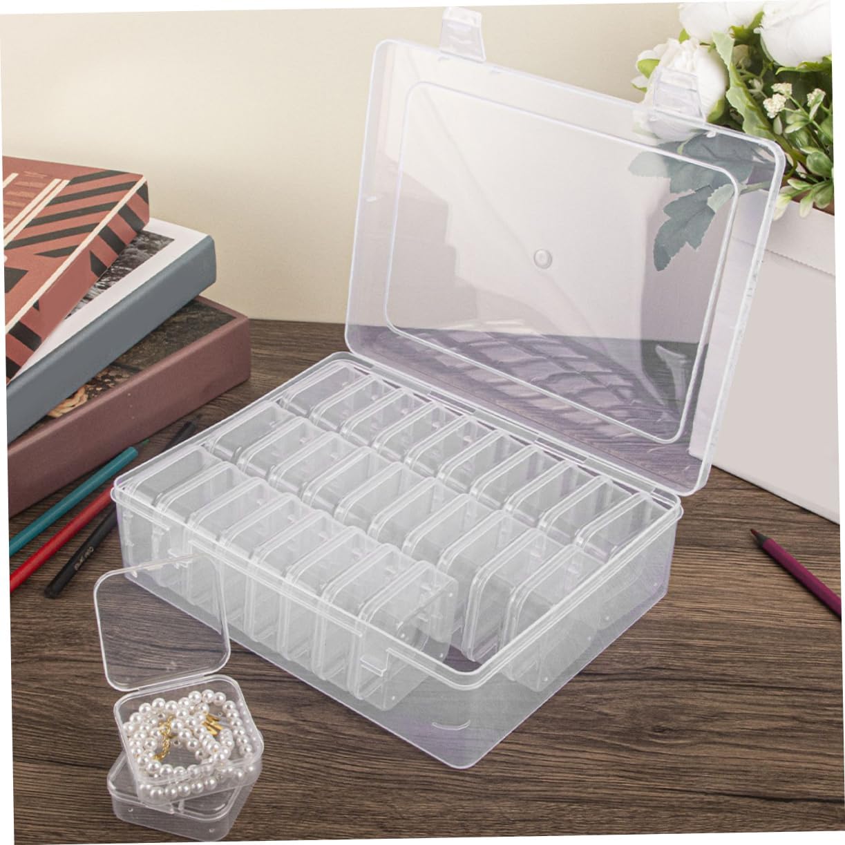 OSALADI 2 Sets Clear Mini Craft Storage Organizer Box of Transparent Classification Boxes with Lid for Beads Jewelry and DIY Projects Compact and Versatile Home Organization