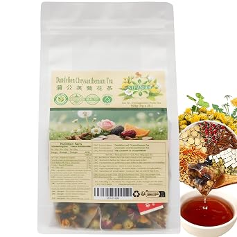 SIFANGDA Dandelion and Chrysanthemum Tea 100g5g20P | Natural Ingredients | Individual Teabags | Traditional Chinese Herbal | Fresh & Sweet Taste