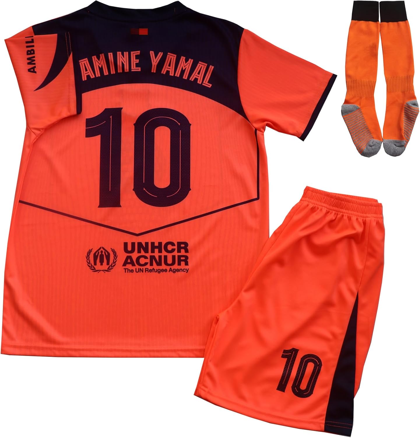 LeenBD Barca #10 Y. 25/26 Third Kids Soccer Jersey Shirts Football Futbol Socks Set Youth Sizes