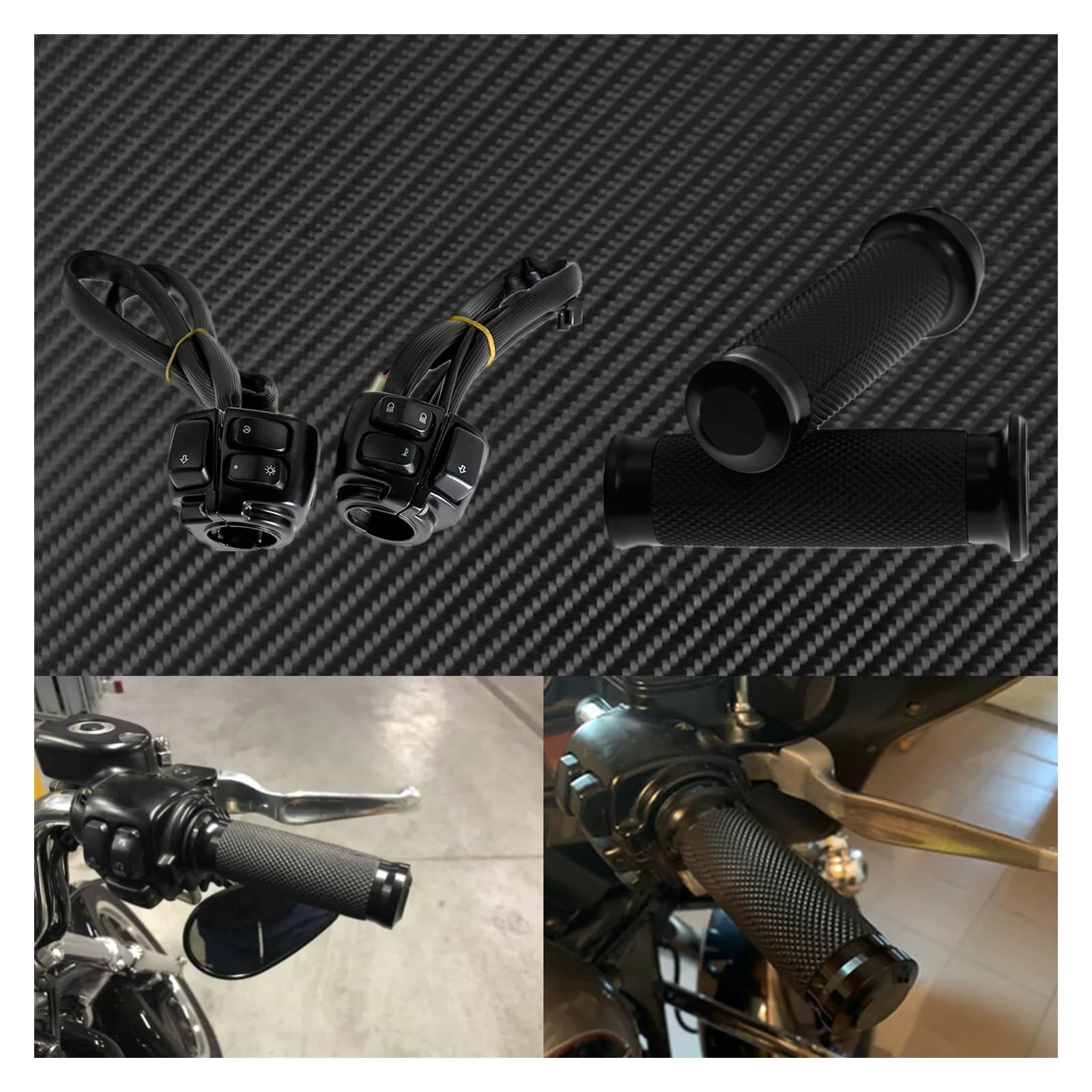 Manopole Manubrio Impugnatura Moto 1 "Manubrio Interruttore di Controllo Custodia Cablaggio + Manopole Per Har&ley Dyna Fat Bob FXDF Touring FLHR Sportster XL
