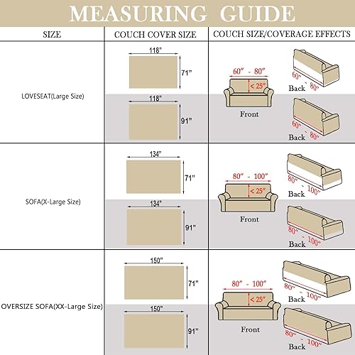 Miniatura 73 de HANDONTIME fundas de sofá beige para sofá, fundas boho de jacquard y corduroy para perros, funda de sofá de felpilla para perros, protector suave