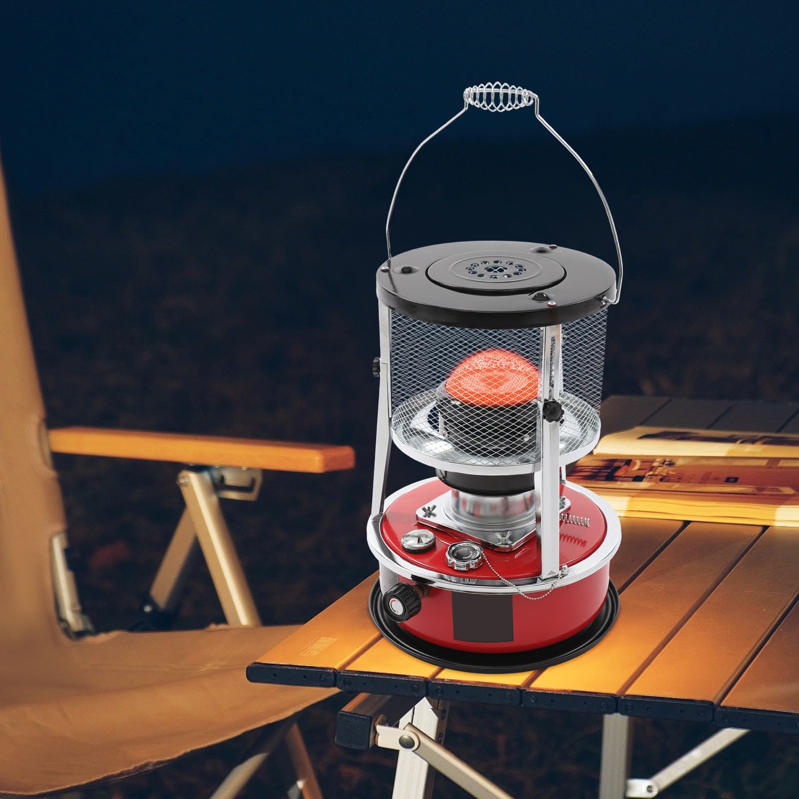 Petroleumheizer 8000 BTU, Tragbarer Heizstrahler mit 1.37 Gal Tank für Bis Zu 18H, Petroleumheizung für Garage, Camping & Außenbereich, Elektrizitäts-Unabhängig mit Transportgriff & Netzabdeckung
