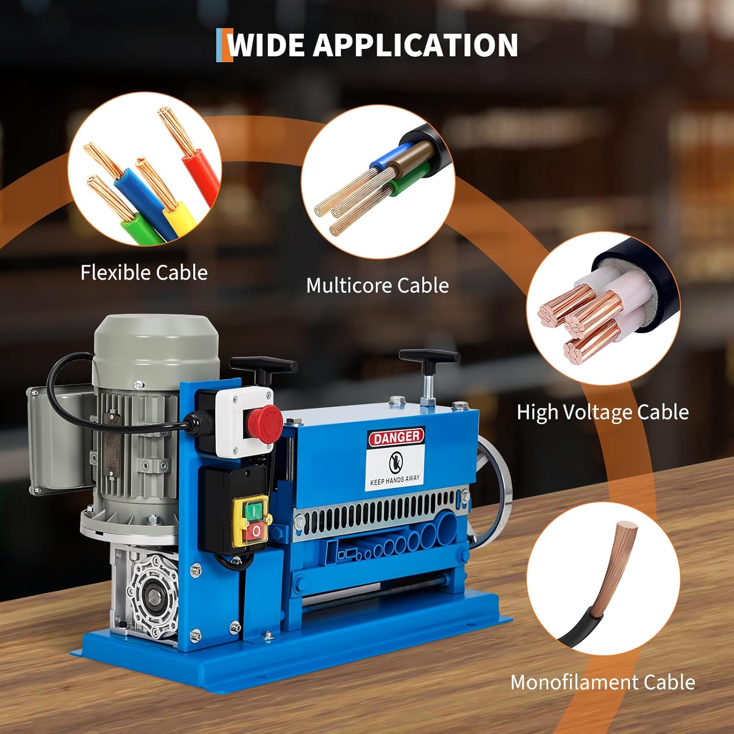 Wire Stripping Machine, 0.06"-1.5" Automatic & Manual Copper Wire Stripper, 370W Motor, 11 Channels 10 Blades, 88 Ft/Min for Scrap Wire Recycling, Industrial & DIY Use