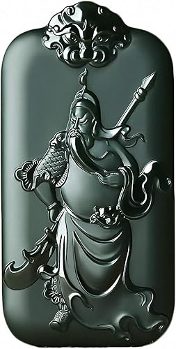 China Natural Hetian Green Jade Nefrita Tallado Guan Gong Yu Guerrero Dios Colgante Amuleto