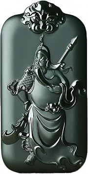 China Natural Hetian Green Jade Nephrite Carved Guan Gong Yu Warrior God Pendant Amulet