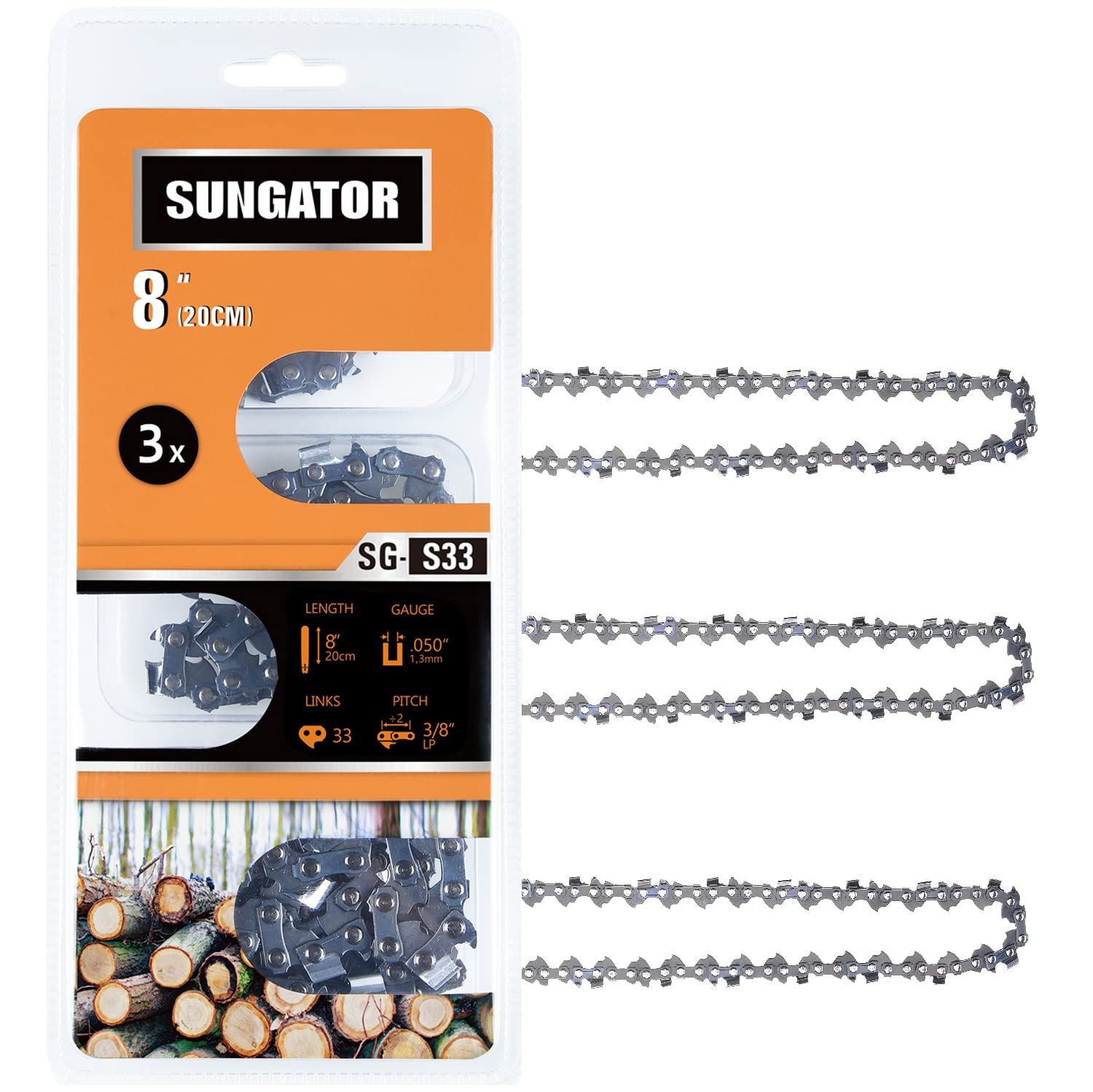 Pack 8 Inch Chainsaw Chain SG-S33 
