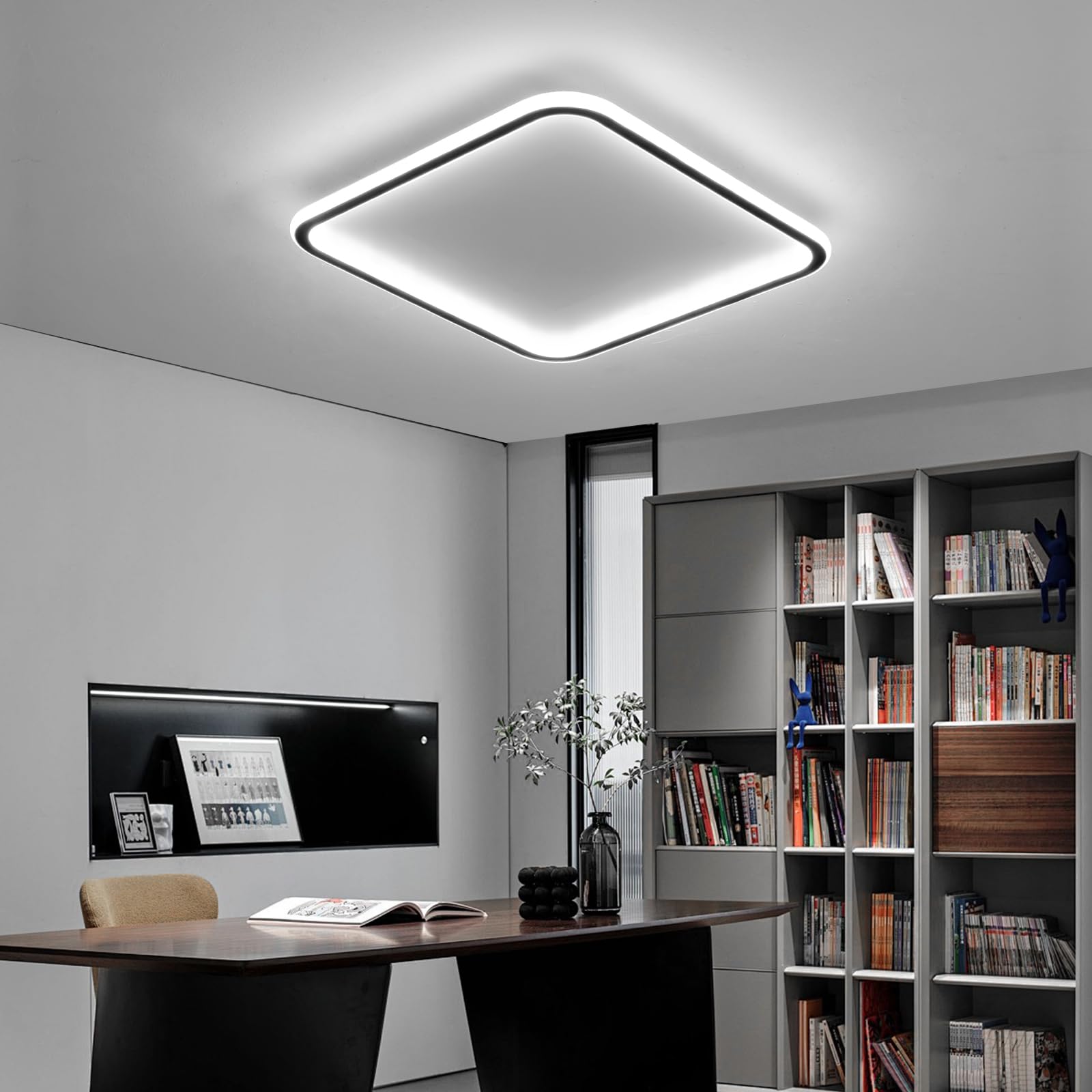 Mikeru LED Ceiling Light - 40cm Square, 5cm Thick, 6500k Cool White for Dining Bedroom, Living, Study and Bathroom