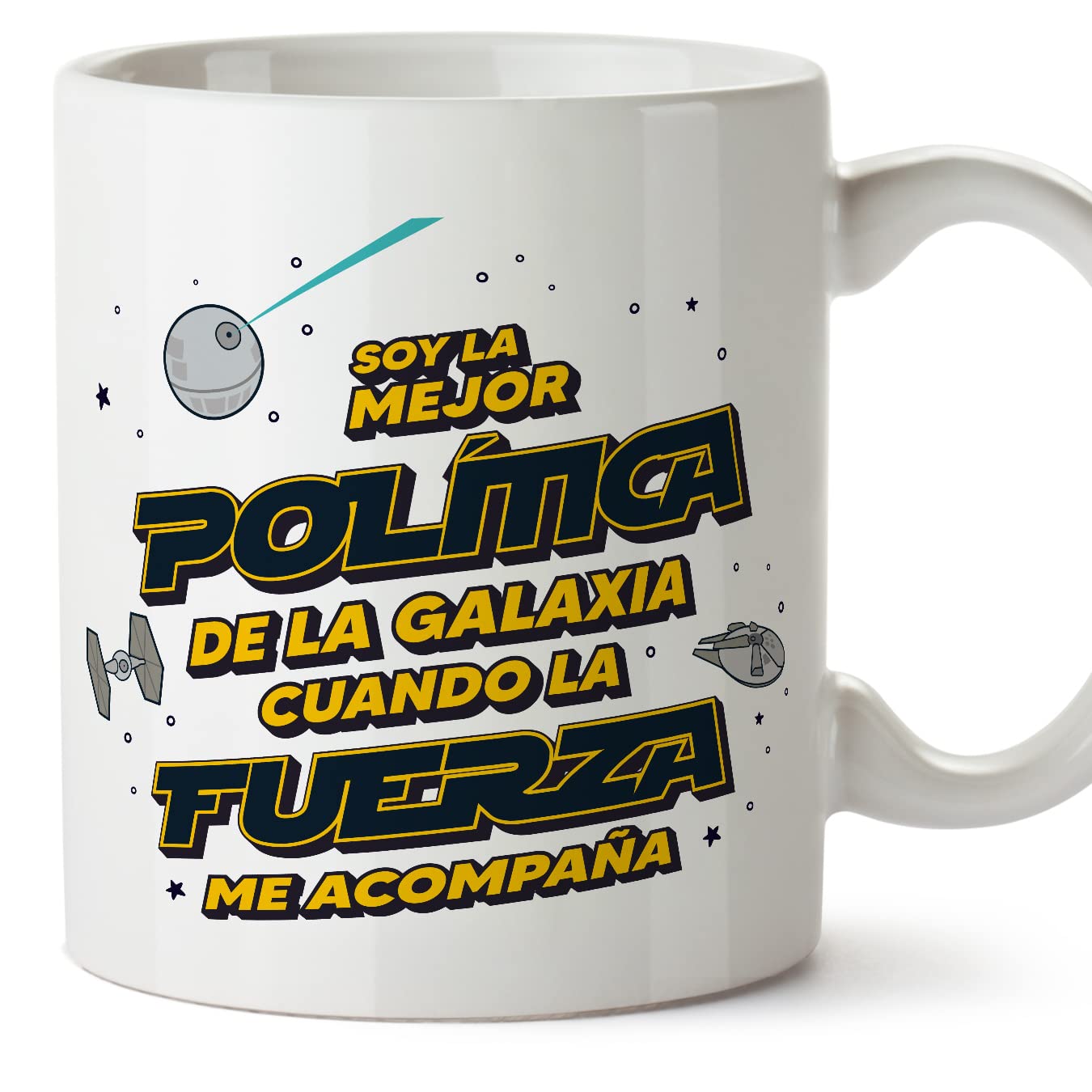 MUGFFINS Tazas para JEFE hombre - En Español - Mejor de la Galaxia Cuando Fuerza me Acompaña - 11 oz / 330 ml - Regalo original y divertido — view 329